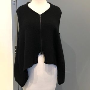Tom Scott Black Cashmere/Cotton Sleeveless Zip-up